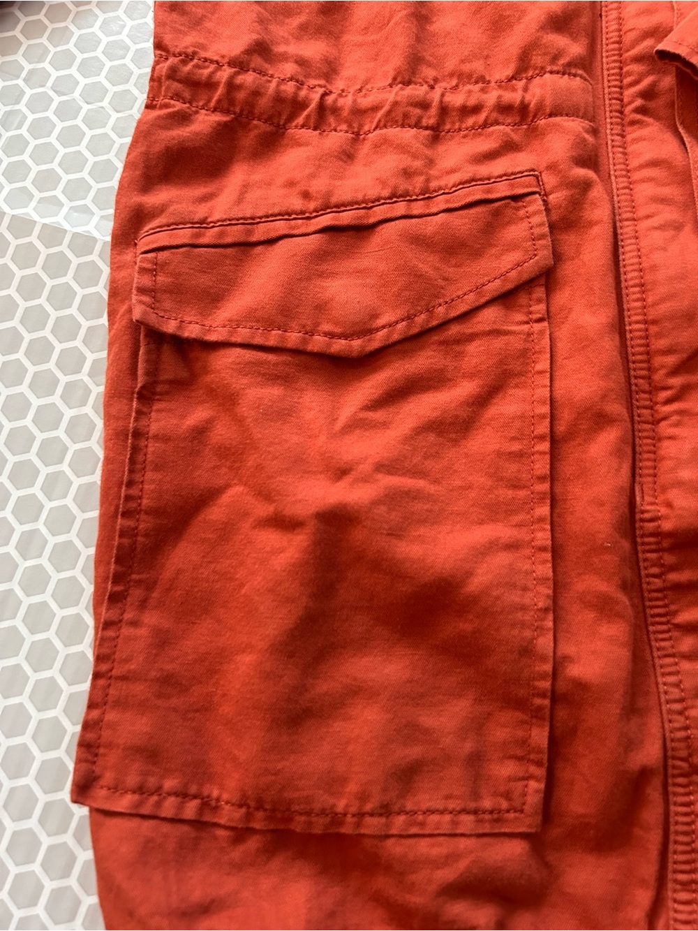 LOFT Lightweight Hooded Barn Jacket in Coral. Size XS - Picture 4 of 12